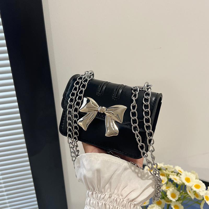 

Summer trend chain bow mini square bag female personality foreign style casual sweet fashion messenger bag чёрный
