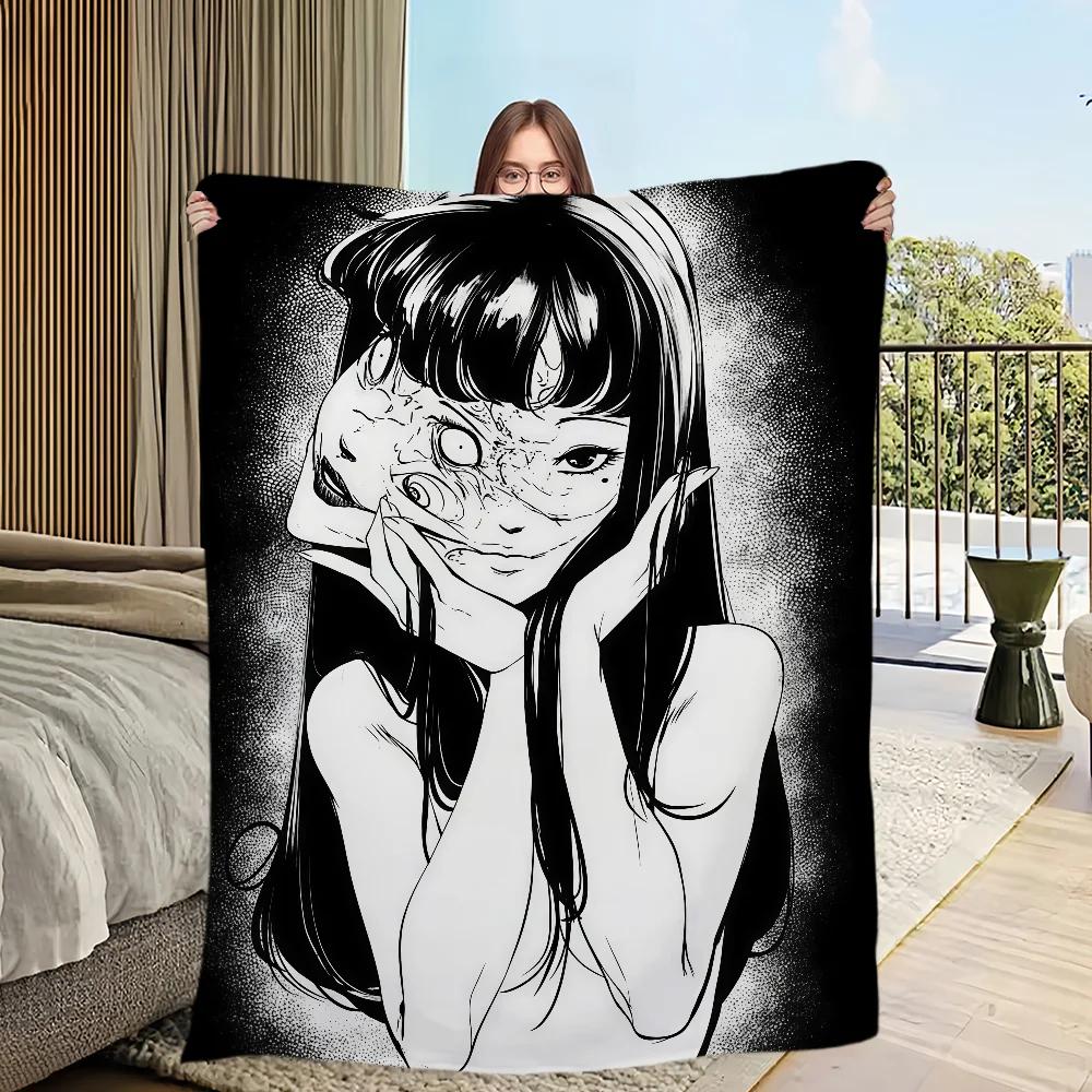 Junji Ito Horror Comic Blanket Flannel Warm Comfort Soft Plush Blanket For Picnic Beds Sofas Homes And Bedrooms