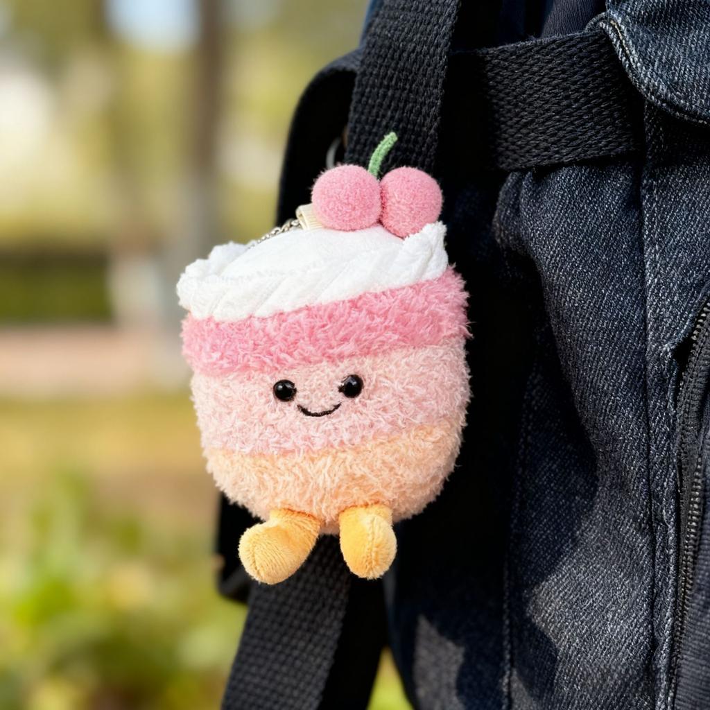 Cartoon Birthday Cake Series Keychain Cute Soothing Decoration Companion Plush Doll Soothing Toy Christmas Holiday Gift