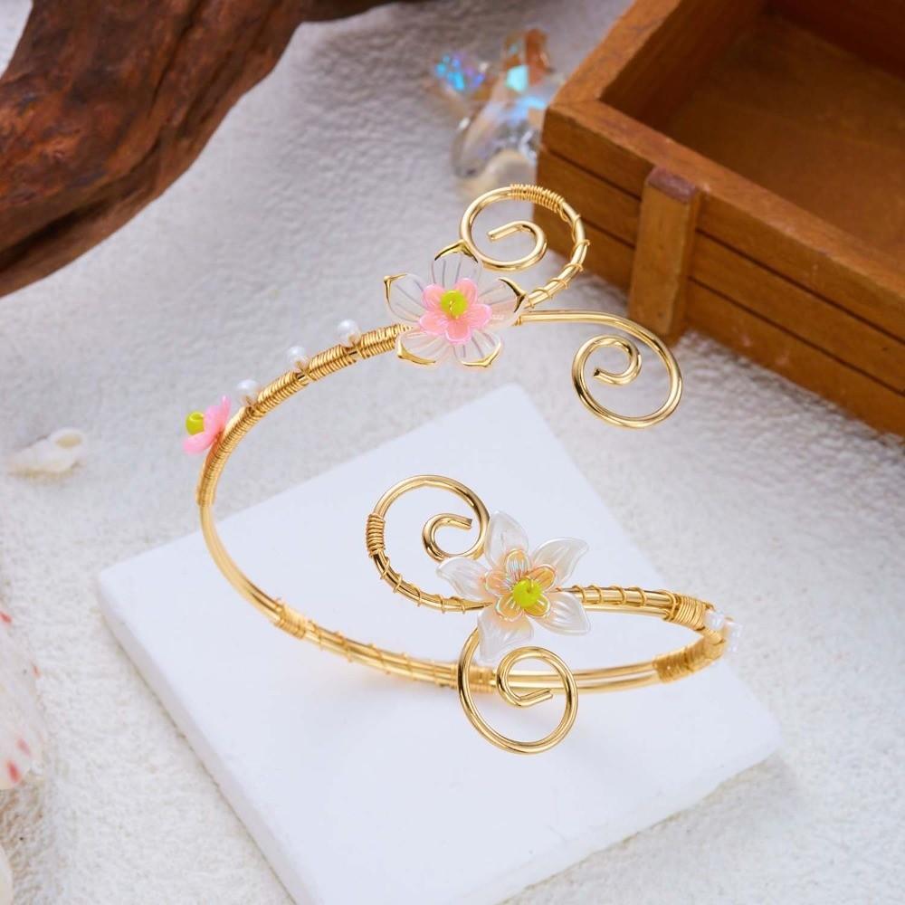 Baroque-style Baroque Flower Armlet Adjustable Floral Arm Band Upper Arm Cuff  Vacation