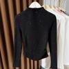 Autumn and winter semi-turtleneck German velvet warm bottoming shirt women's new sequined pleated soft waxy foreign style inner shirt
