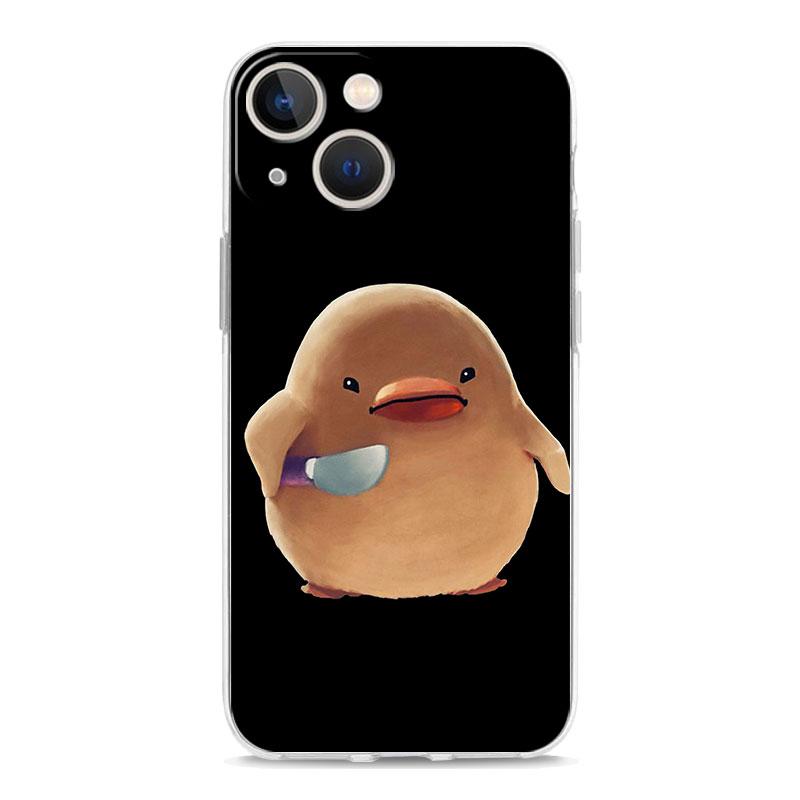 Cartoon Doubt Duck Transparent Phone Case For iPhone 15 16 14 13 12 11 Pro Max XS X XR SE 7 8 Plus TPU Clear Lens Protect Cover