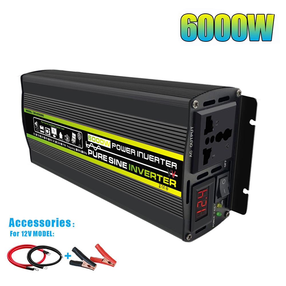 8000W Pure Sine Wave Inverter 12V 220V Power Converter Adaptor 3000/4000/6000w Home Solar Inverter Power Bank for Truck Outdoor