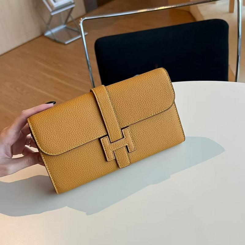 

2025 new leather I-buckle long three-fold wallet first layer cowhide TOGO leather leather wallet cross-border wholesale trend 22-13*5CM жовтий