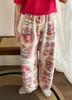 Cute Hello Kitty Women's Coral Fleece Pajama Pants Cartoon Kitty Sleepwear Loungewear