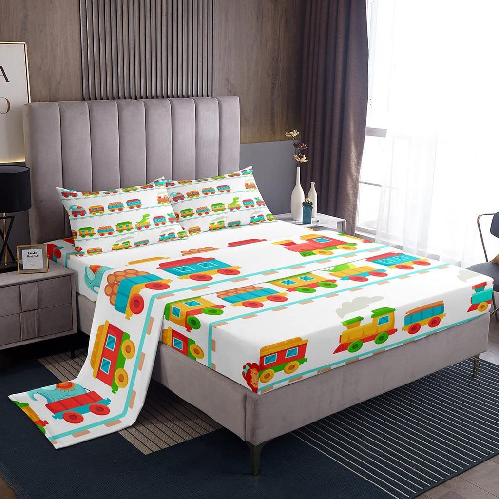 Camouflage cartoon airplane pattern bed hat four-piece bedding set bedroom dormitory bedding decoration