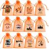 Storage Bag 12 Pcs Halloween Organza Candy Bag, Drawstring Treat Pouch with Pumpkin Ghost Bat Kids Pouches Print, Sheer Favor for Party Snacks, Trick