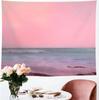 Pink Ocean Tapestry Beach Tapestry Pink Sea Sky Moon Tapestries Wall Hanging for Teen Girl Women Bedroom College Dorm Liv