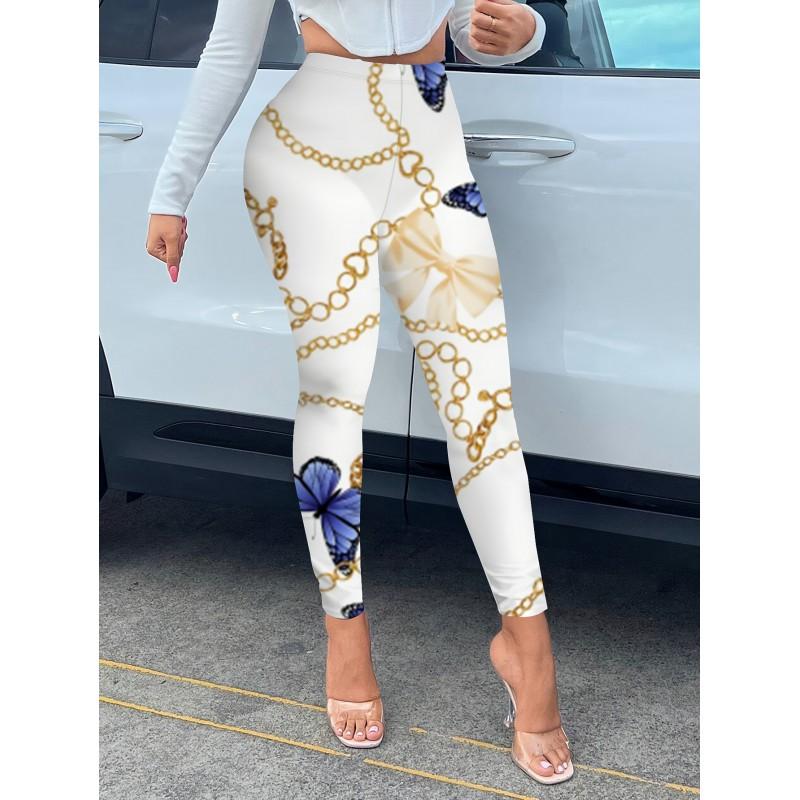 2026 Womens High-Waist Printed Yoga Leggings Casual Slim Fit Activewear Pants