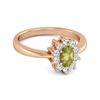 Peridot Classic Halo Ring - Sterling Silver Rose Gold Vermeil