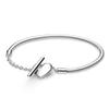 925 Silver Women's Bracelet with Heart T-shaped Buckle and Adjustable Bracelet, Fashionable DIY Jewelry Gift