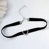 Crystal Round Love Heart Black Velvet- Collar Necklace Vintage Rhinestones Choker Punk Clavicle Chain Gift for Women