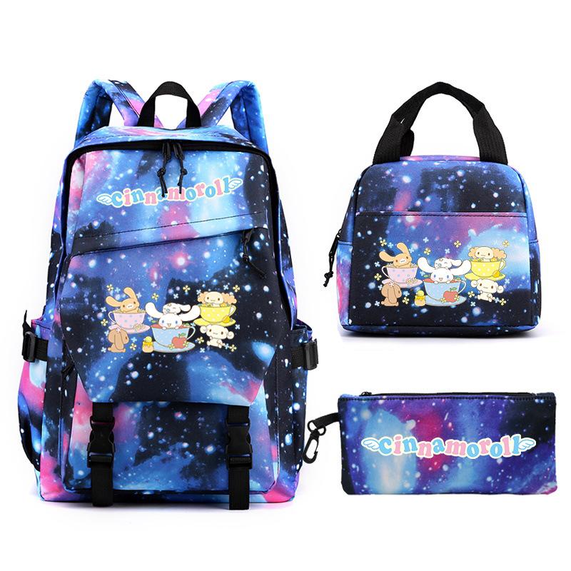 Cartoon Puppy Printed Schoolbag Set Backpack + Lunch Bag + Pencil Case Three-Piece Set