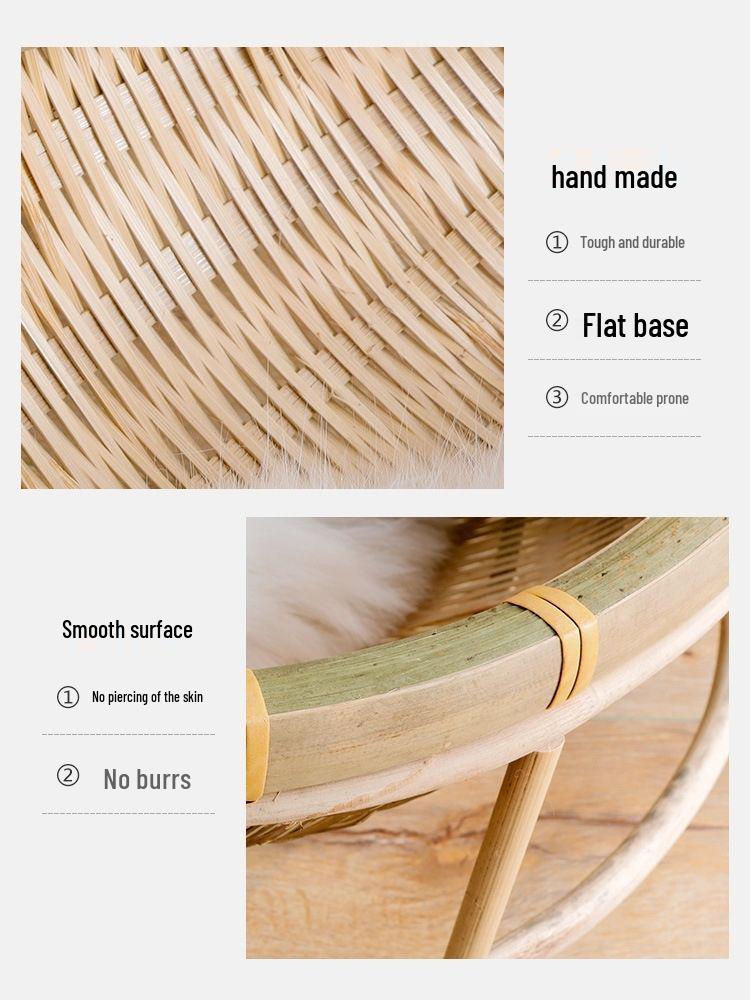 Cat Bed Bamboo Nest - All-Season, Cool Rattan Weave, Double Layer, Red Villa Design, Universal Fit