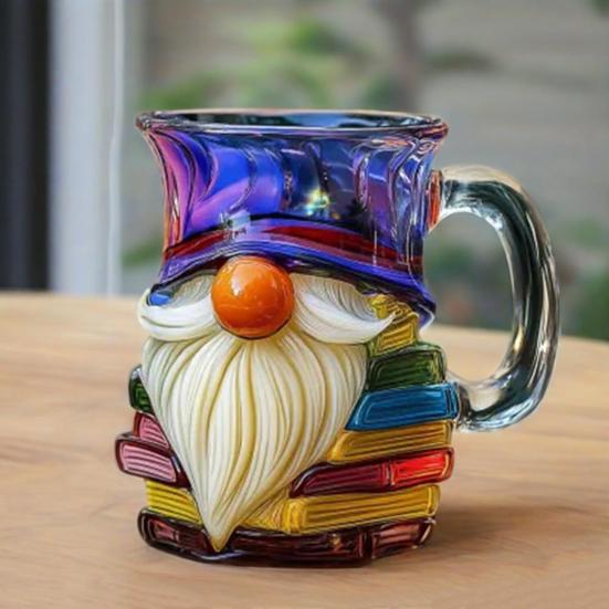Painted Gnome Book Mug 325ml Fun Dwarf Cup Glass Water Cup