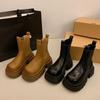 Retro Shoes, Short Boots, New Thick-heeled, Thick-soled Chimney Boots, and Round-toed Boots