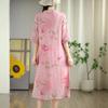 Chinese Style Retro Improved Hanfu Dress Art Ramie Printed Cheongsam Zen Dress National Style  Qipao Women