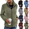 Women Solid Fleece Jackets Casual Stand Collar Coat Fashion Female Long Sleeve Zipper Outerwear Autumn Winter Lady Clothes