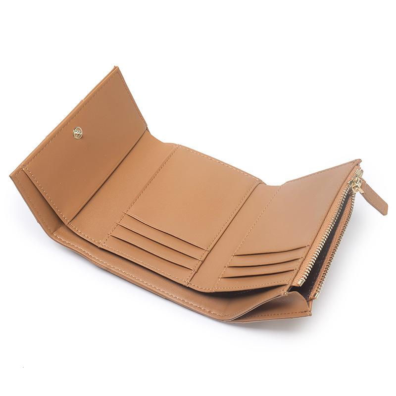 Kleine Geldbörse aus Schaffell, kurze dreifach gefaltete Geldbörse aus Leder, handgewebt, faltbare Wechseltasche