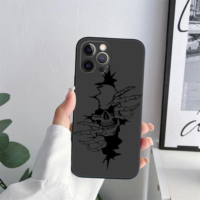 Halloween Bone Skull Phone Case for iPhone 11 13 15 16 17 Pro Max Cases Coque 14 Plus 17Air 13 Pro 12 11 XS 17Pro TPU Soft Cover