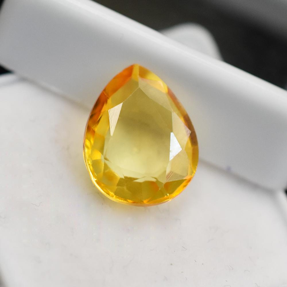 4.80 Ct NATURAL Yellow Sapphire Pendant Size Certified Pear Cut Loose Gemstone