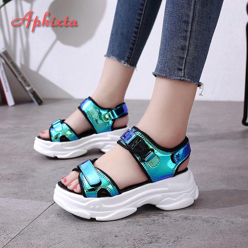 Aphixta 1.968 inch Platform Women Sandals 2025 New Ladies Hook & Loop Shoes Women's Wedges Shoes Summer Sandals