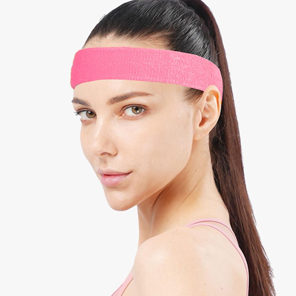 Athletic Headbands Sweat Absorbing Elastic Breathable Sport Hairbands for Workout Fitness Cycling Outdoor Pink