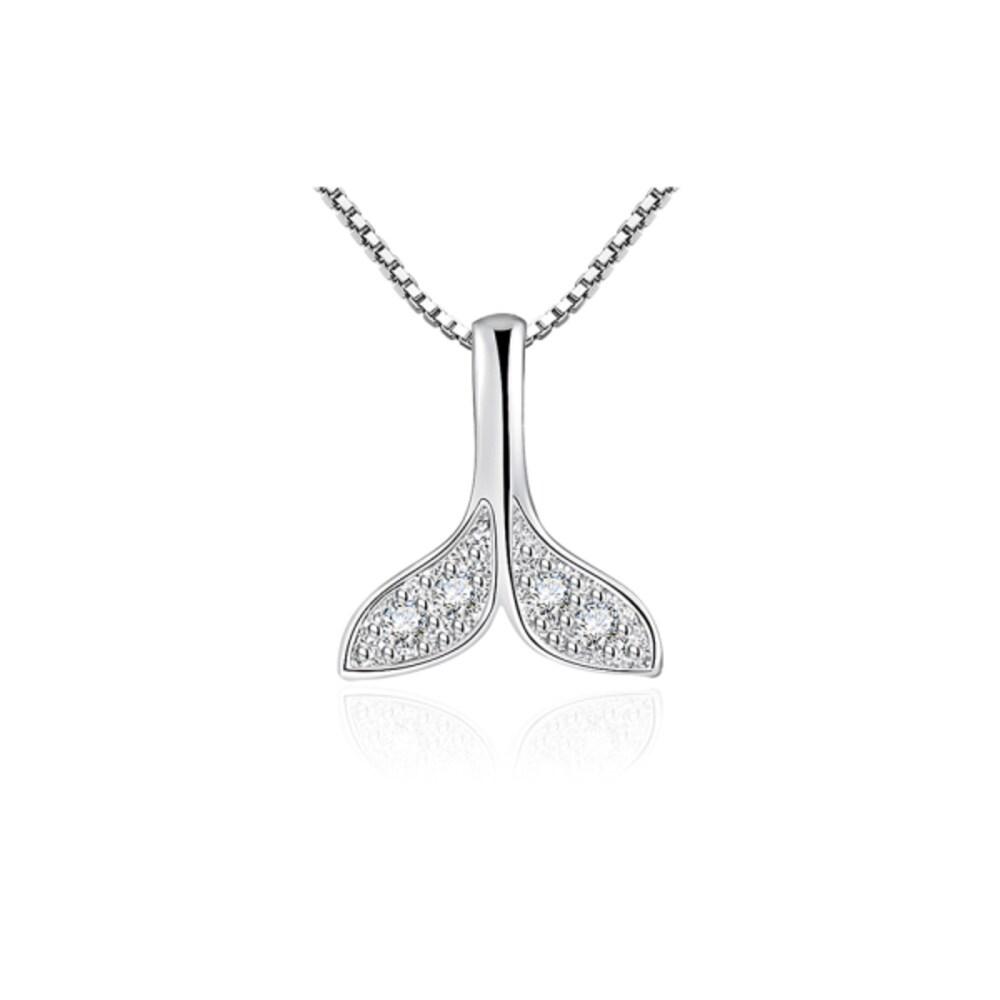 N80 Silver Mermaid Whale Dolphin Tail Necklace