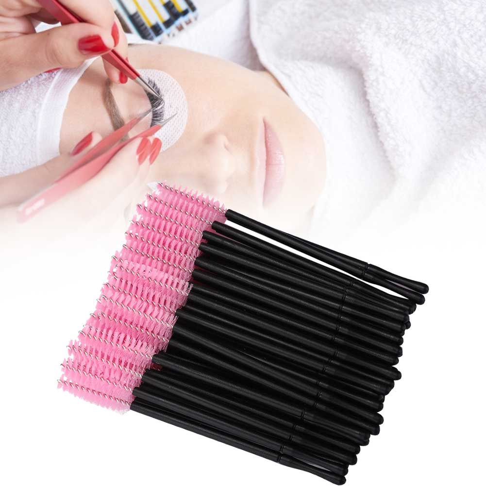 100pcs Disposable Eyelash Brush Mascara Wands Applicator Makeup Brush SetPink