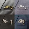 Vintage Crocodile Tiger Shaped Engraved Men's Suit Lapel Pin Classic Formal Accessory Pins For Men Suits
