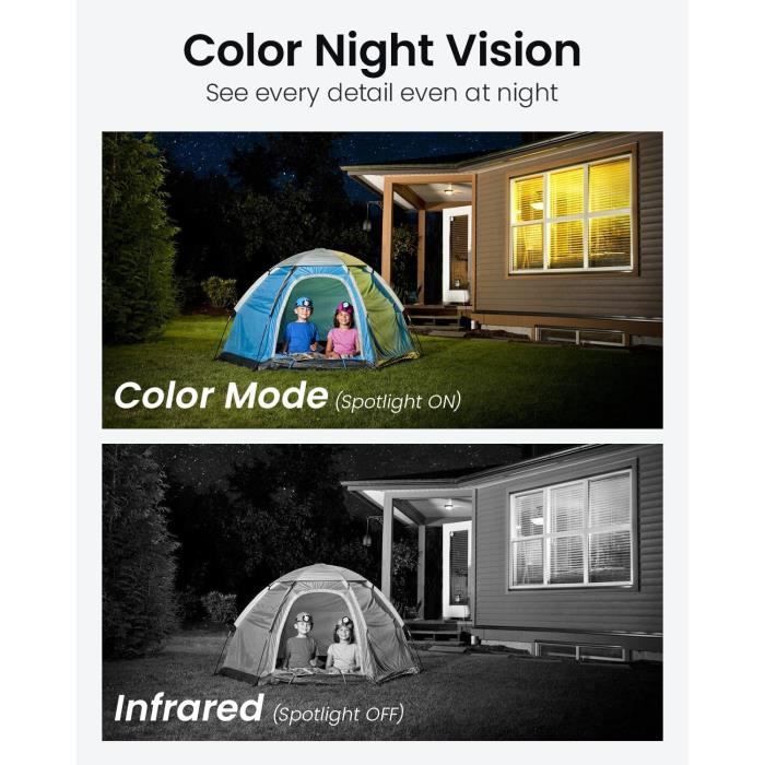 Caméra De Surveillance - DEKCO - 2K - WiFi Extérieure - Vision Nocturne Couleur - Étanche IP66