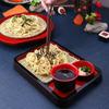 Japanese Style Cold Noodle Dish Paired with Bamboo Mat Plate and Japanese and Korean Tableware