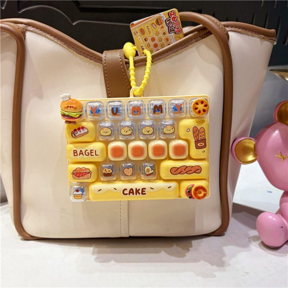26-key Keyboard Keychain Pressable Keys Press Button Toy Cute Mini Keyboard Charm Gifts