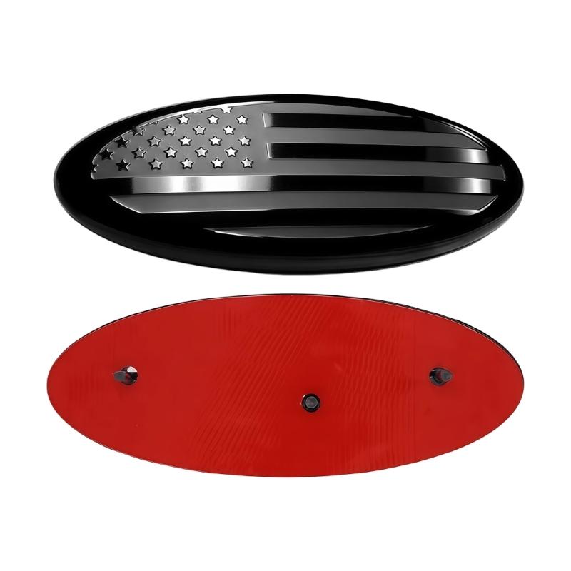 Truck Front Rear Hood Emblem American Flag Designs ABS Base & Aluminum Material Simple Installation for Car F150 F250