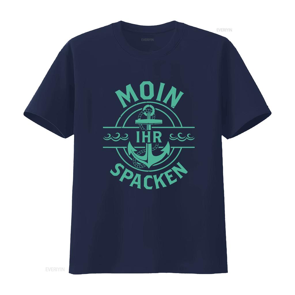 Moin Ihr Spacken Anchor Design T Shirt Fun Funny Sayings Girlie vintage Washed designer clothes fashion Stylish homme Unisex