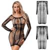 Womens See Through Mesh Fishnet Lingerie Nightgown Mini Slip Dress Nightwear