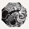 1pc Tiger Dragon YinYang Automatic Open/close, Heavy-Duty Iron Frame & 8-Rib Structure, Compact Folding Umbrella for Women/Men, All-Season Travel, Hal
