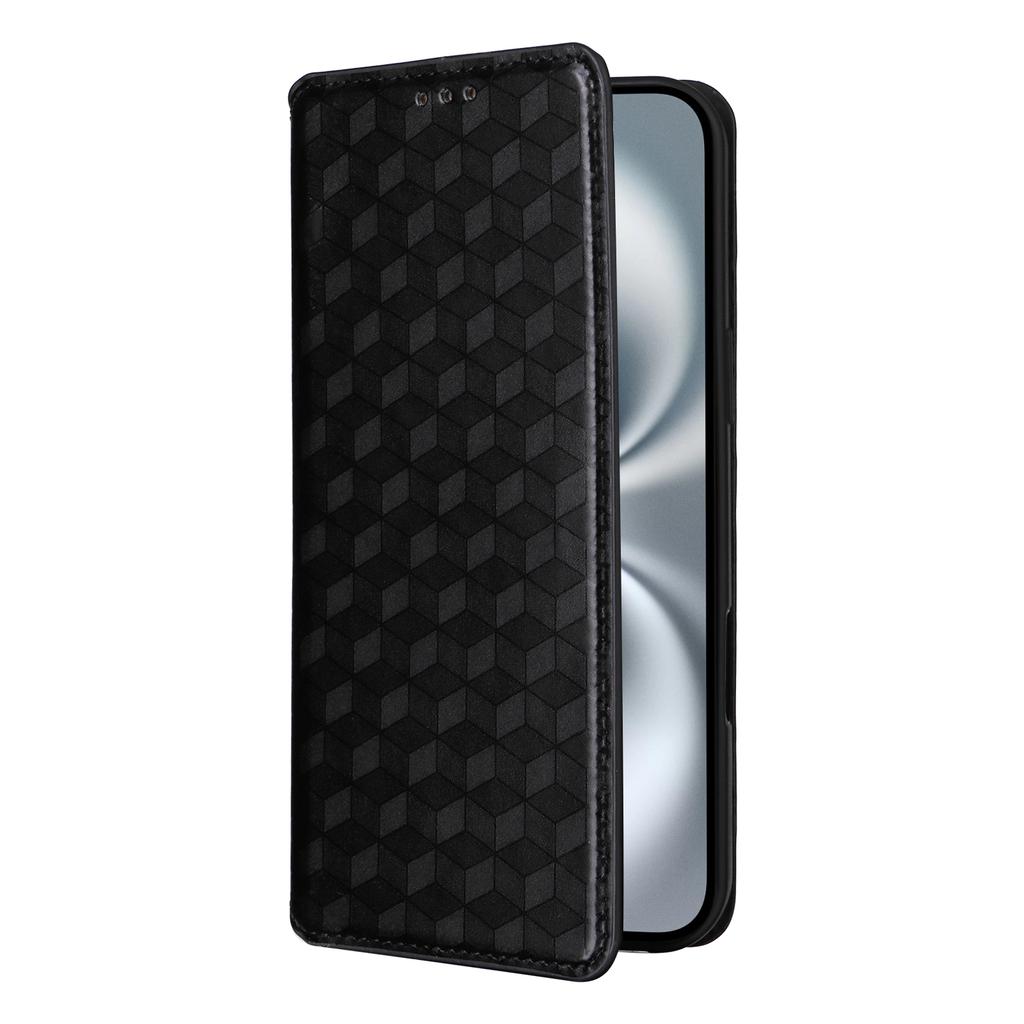 For iPhone 16 Plus Wallet Case Rhombus Imprinted Leather Phone Cover