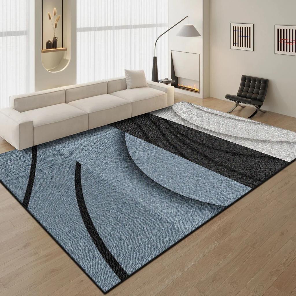 Modern Blue Minimalist Area Rug Oversized Non-Slip Carpet for Living Room Bedroom Bedside Floor Mat Home Decor