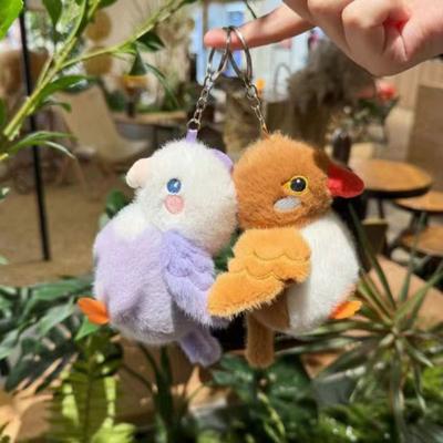Lindo Animal Pájaro Llavero de Peluche Simulación Gorrión Loro Muñeco de Peluche Kawaii Pájaros Peludos Realistas Llaveros Niños y Niñas