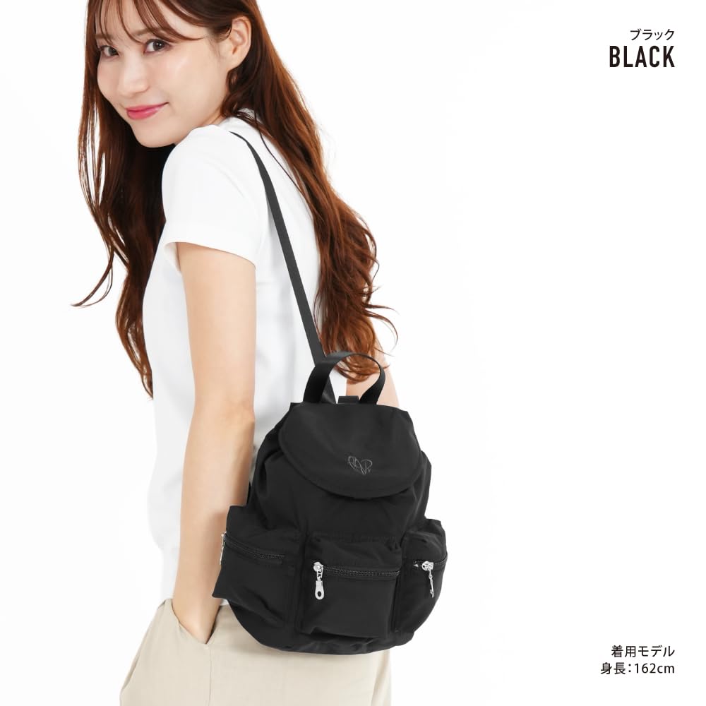 Aventura RHF-30723 Backpack, Mini Bag, 3-Piece Backpack with Embroidered Heart Logo, Black