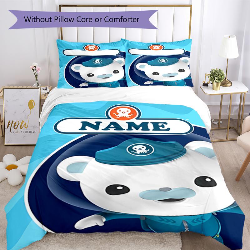 3pcs Custom Name The Octonauts Bedding Set Duvet Cover Closure Includes 1 Duvet Cover & 2 Pillowcases, Soft and Comfortable for All Seasons.