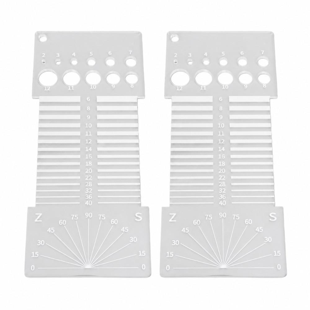 2pcs Multifunctional Design Yarn Gauge Tool Acrylic Material Spinning Control Card  For Spinners
