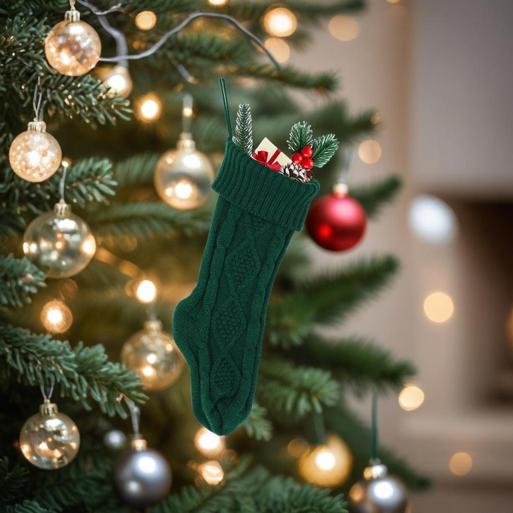Christmas Stockings Christmas Decoration Home Wall Decoration Candy Bag Socks Rhombus Gift Knitted Socks