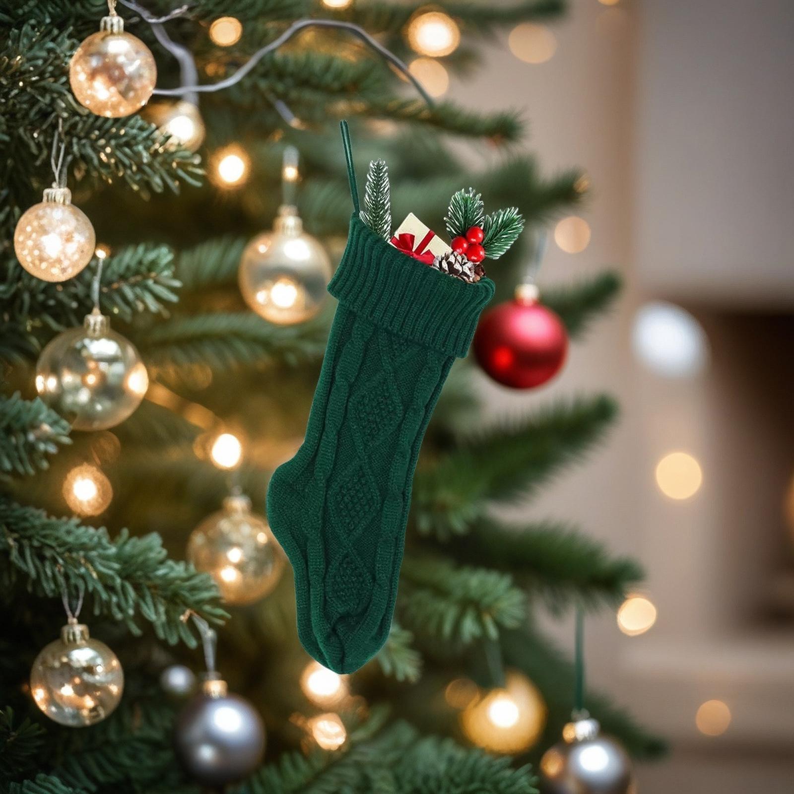 

Рождественские носки Рождественское украшение Домашнее украшение для стен Мешок для конфет Носки Ромб Подарок Вязаные носки One Size темно-зеленого