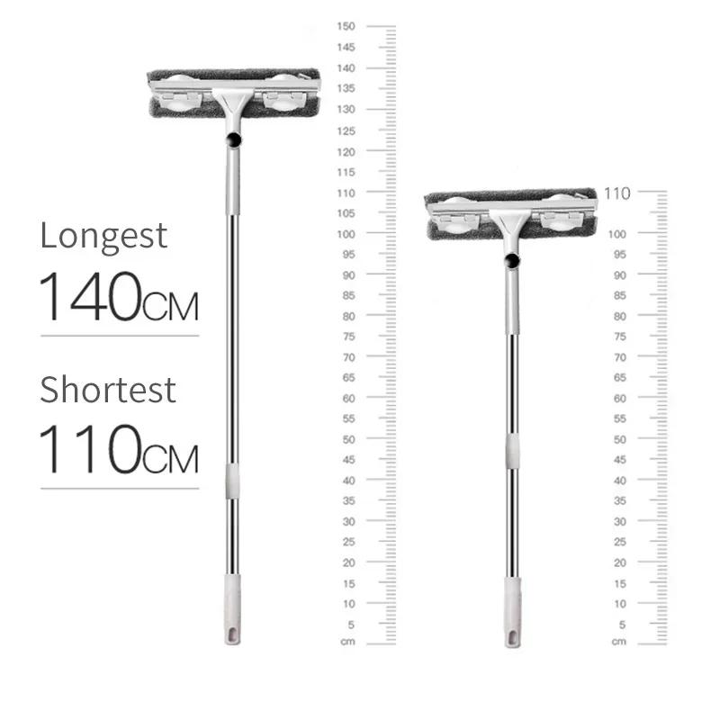 Household Cleaning New Long Handle Brush Window Cleaner Glass Squeegee Telescopic Rod Rotating Head Tools Accessories Supplies