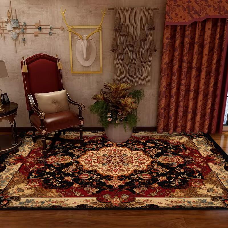 Persian Retro Large Living Room Carpet Decoration Home Ethnic Style American Bedroom Rug Cloakroom Lounge Soft Mat Washable