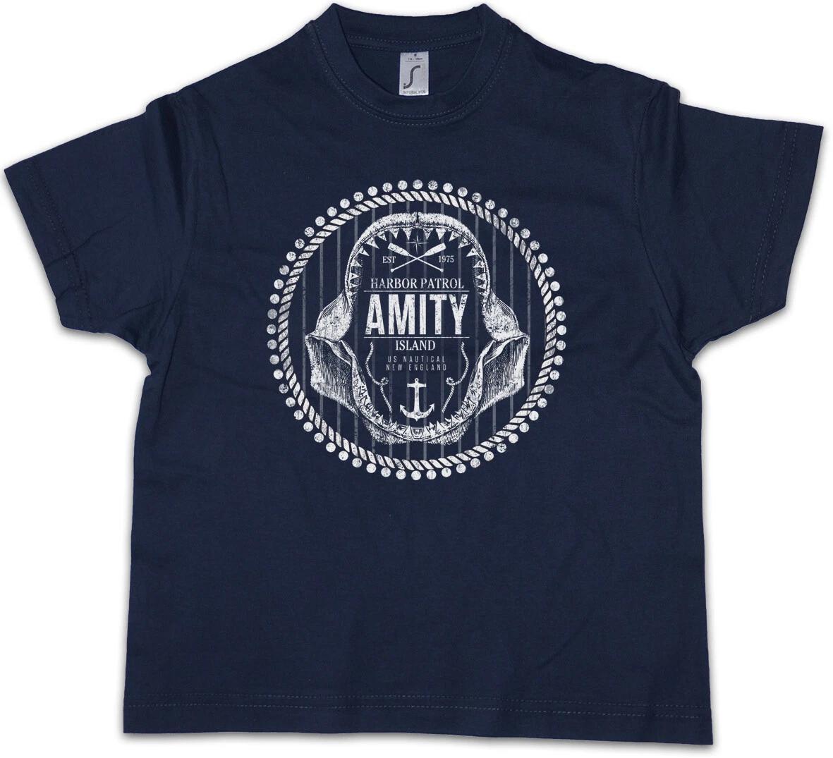 AMITY HARBOR PATROL Kids Boys T-Shirt Jaws Martin Quint Brody Great White- 130
