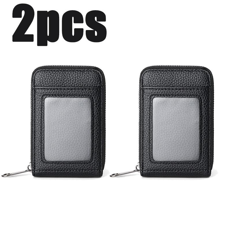 1/2/4 STÜCKE Kreditkartenetui PU-Leder Kartenhalter Tragbar Kurz Bankkartenhülle Organizer-Kartenetui Herren Damen Reißverschlusstasche Geldbörse