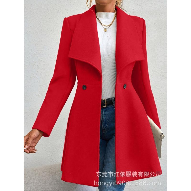 JKASHDK جاكيتات ومعاطف بولو بأكمام طويلة ورقبة دائرية للنساء كاجوال بطبعات ألوان سادة لفصل الخريف والشتاء